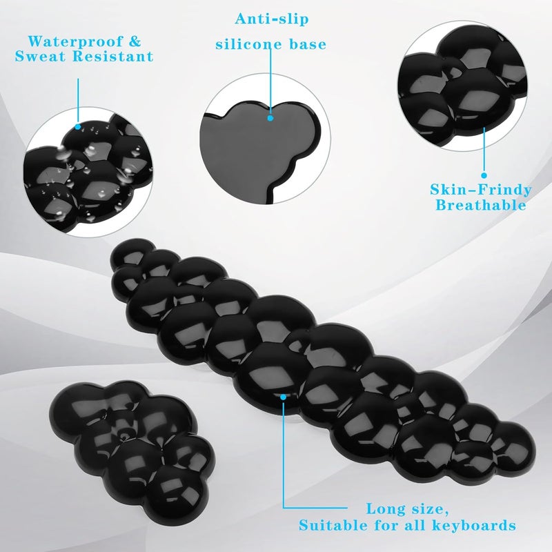 KEPUTAIER Gel Cloud Keyboard and Mouse Wrist Rest, Cute Wrist Support and Arm Support Keyboard Rest for Keyboard and Mouse Typing Pain Relief，Suitable for Office/Computer/Laptop/Gaming (Transparent Black) - Image 4